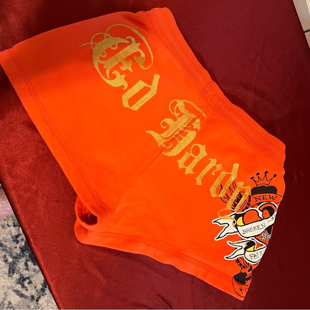 Ed Hardy Bright Orange Graphic Shorts